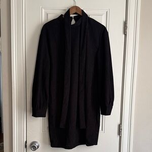 Black Long-Sleeve Dress with belt